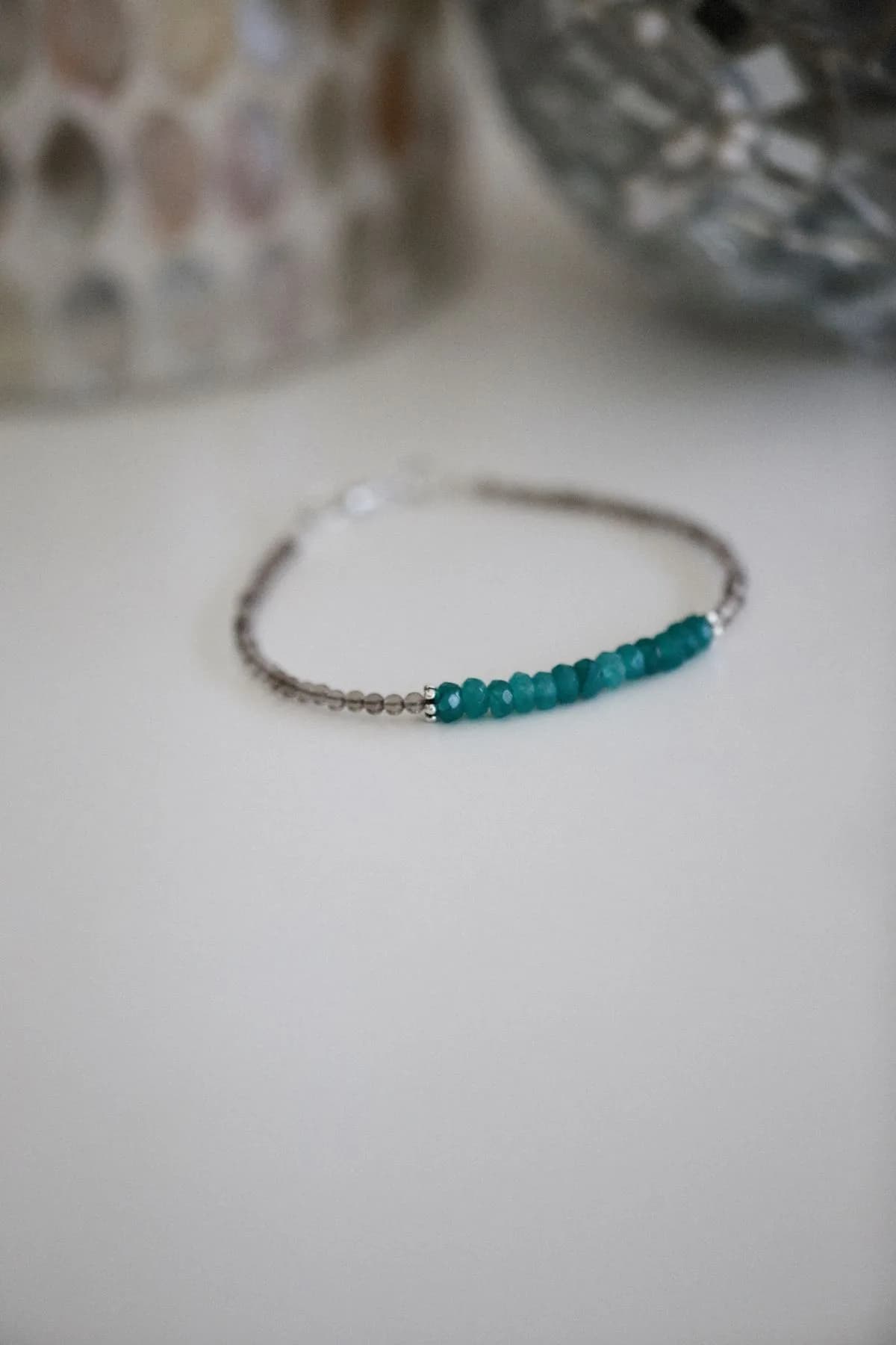 Fine beaded bracelet with turquoise gemstone accents and silver spacers